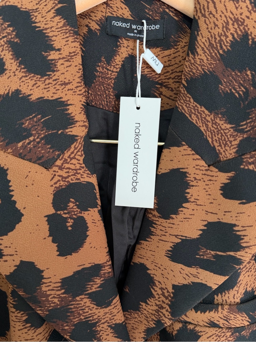 SET - Naked Wardrobe Leopard Power Shoulder Blazer + Mini Skirt Set NWT M - Picture 2 of 7